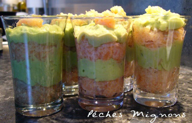 Avocat, Rapide, Saumon, Verrines