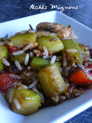 Wok, Dinde, Légumes, Courgette, Poivron, Riz, Epices, Légère