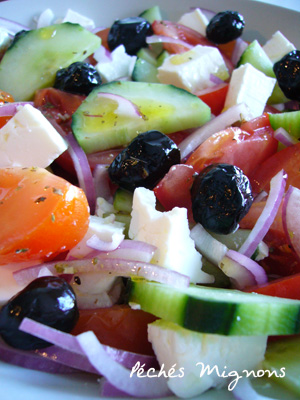 Grec, Salade, Entrée froide, Tomates, Concombre, Herbes, Rapide