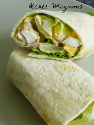 Tortillas de blé, Oeufs, Mayonnaise, Jambon, Salade, Rapide