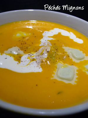 Velouté de potimarron aux ravioles