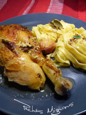 Poulet, J.Oliver, Citron, Cannelle, Epices, Herbes, Sauge, Ail, Lait, 