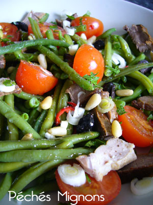 Haricots verts, Entrée froide, Salade, Tomates, Piments, Rapide, 