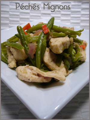 Poulet, Piments, Haricots verts, Oignons, Citron, Rapide, Facile, Wok