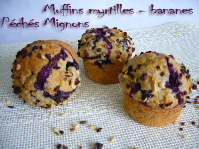 Rapide, Facile, Légère, Muffins, Sucre roux, Myrtilles, Oeufs, Banane, 