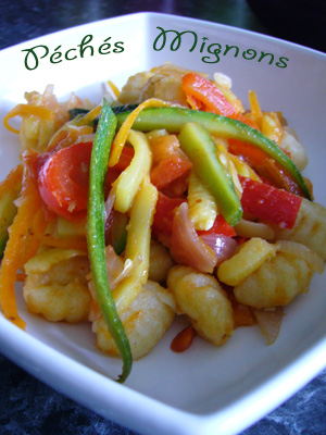 Gnocchis, Courgettes, Carottes, Poivron, Piments, Tomates, Rapide, Facile, 