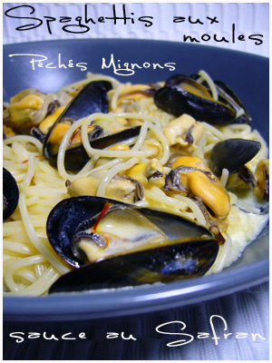 Spaghettis aux moules sauce au safran