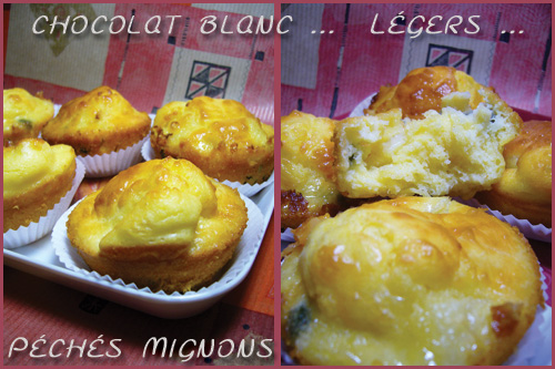 Muffins chocolat blanc, pistaches et poires (légers)