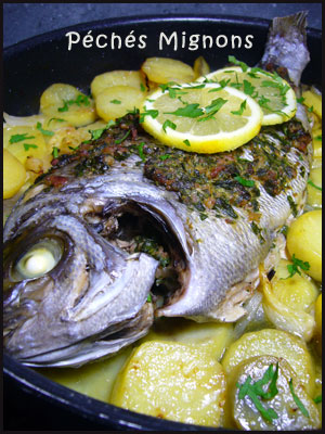 Dorade, Pommes de terre, Persil, Ciboulette, Ail, Oignons, Citron, Cumin, Facile, Epices, Herbes, Beurre, Légère, Facile, 