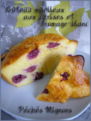 Gâteau, Cerises, Fromage blanc, Beurre, Crème, Farine, Maïzena, Edulcorant, Légère, Facile, Oeufs, 