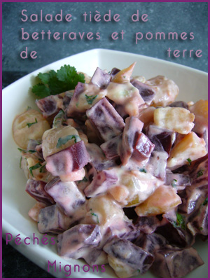 Salade, Entrée froide, Coriandre, Herbes, Betterave, Pommes de terre, Yaourt, Ail, Oignons, Facile, Légère, 