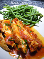 Poulet sauce tomate et vin rouge