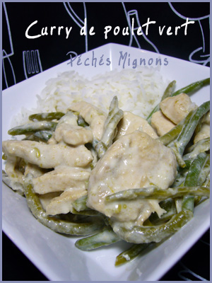 Epices, Facile, Haricots, Haricots verts, Lait coco, Pâte de curry, Poulet